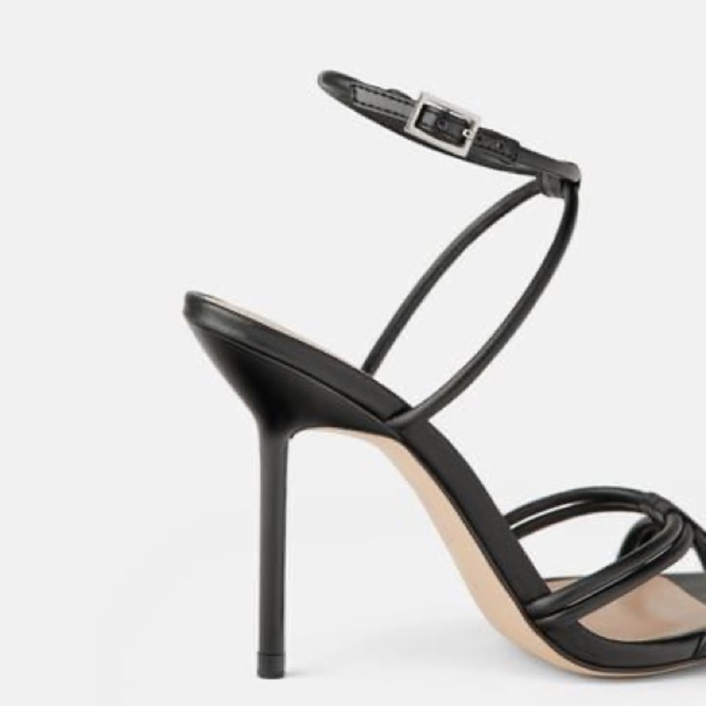 Zara Black High Heeled Pointed Toe Strappy Sandals - Picture 2 of 5